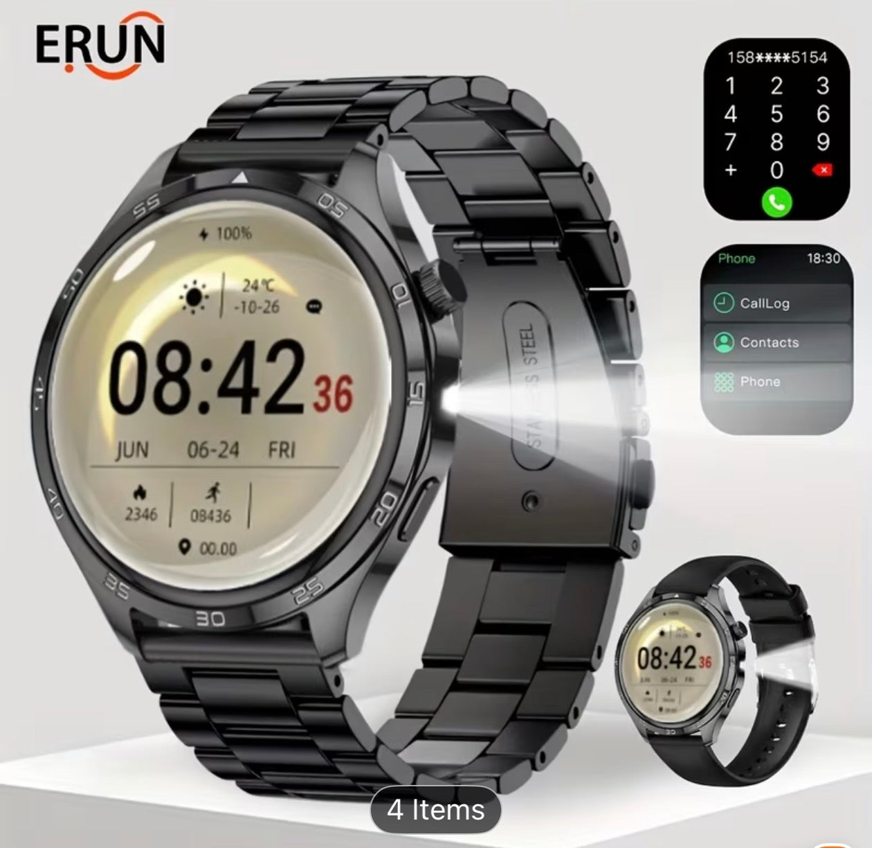 New 1.50-inch Men's Outdoor Sports Smartwatch/Fitness Band - Wireless Calling, Full Touch HD Screen, Multiple Sports Modes, Step and Calorie Counter, USB Rechargeable Silicone Strap - Ideal Gift for Him, Communication Device | Round Face Wat