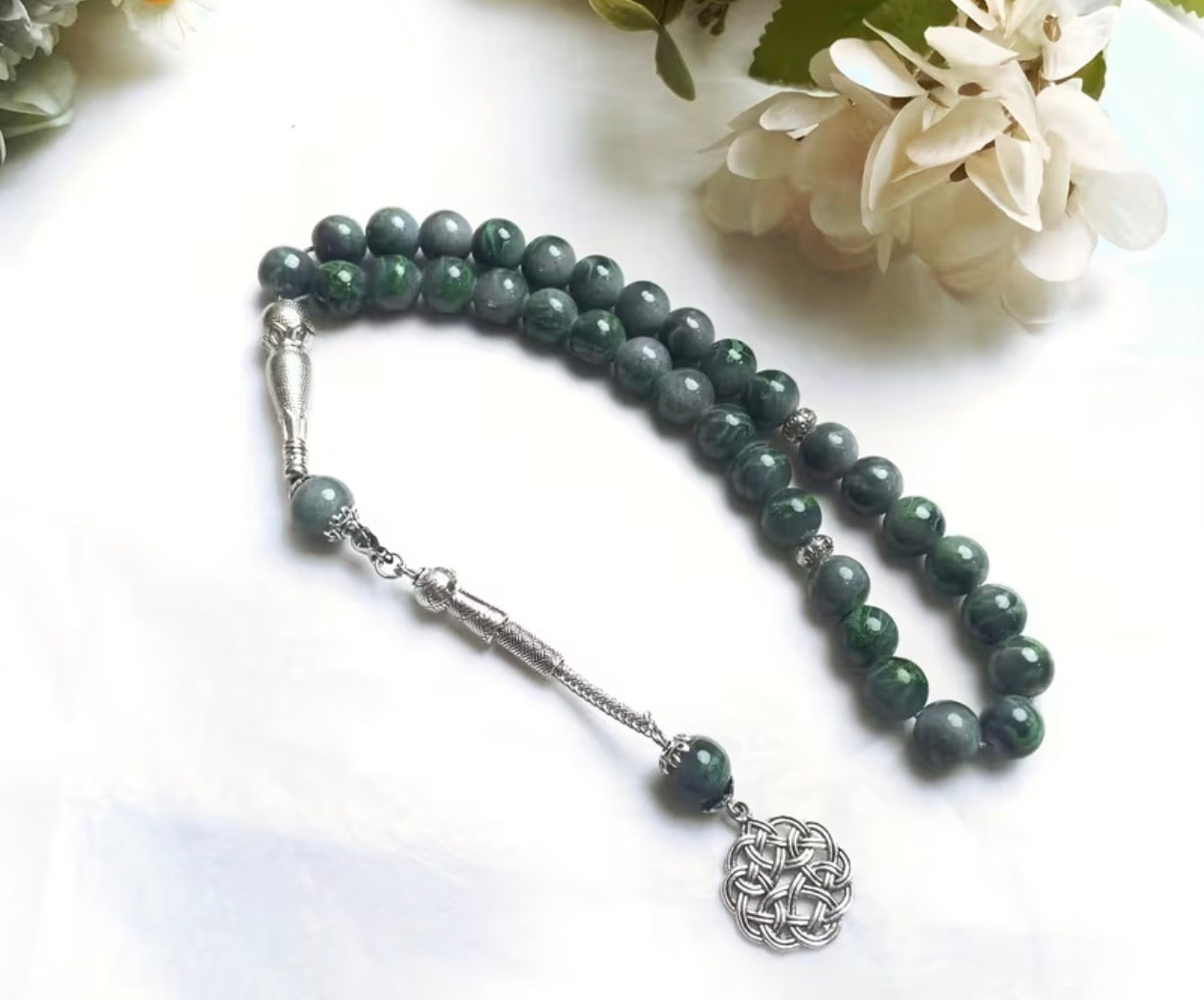 Ocean Jasper Tasbih – Teal Green Blue Marbled Stone